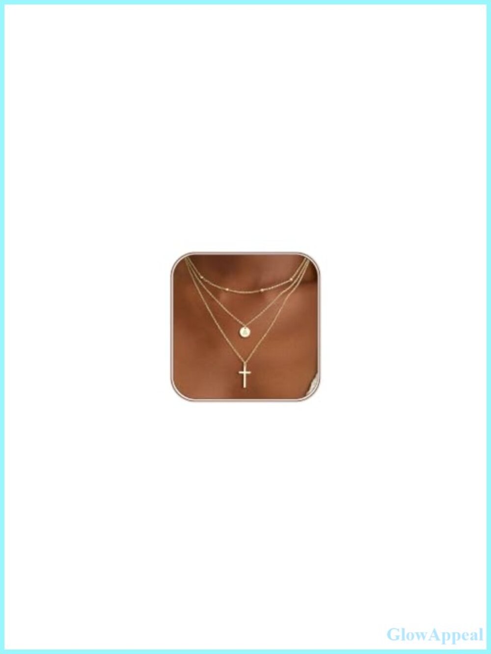 14K Gold Plated Layered Cross Initial Necklace Set 3PCS Women Jewelry